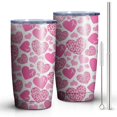 thumbnail image 1 of 20oz Insulated Tumbler, Travel Coffee Tumbler with Lid, Cup Holder Friendly Travel Coffee Mug, Stainless Steel Thermos, 20 Oz Tumbler, Reusable Insulated Coffee Mug with Lid ( Pink Love ), 1 of 7