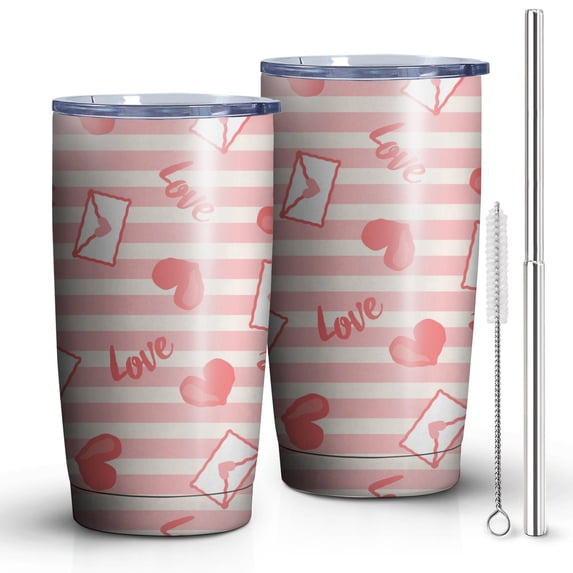 20oz Insulated Tumbler, Travel Coffee Tumbler with Lid, Cup Holder Friendly Travel Coffee Mug, Stainless Steel Thermos, 20 Oz Tumbler, Reusable Insulated Coffee Mug with Lid ( Valentine's Day )