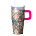 thumbnail image 1 of 20oz Insulated Tumbler with Lid and Straw, Bohemian Style Stainless Steel Coffee Cup, Double Wall Vacuum Travel Mug, Leakproof, 1 of 5