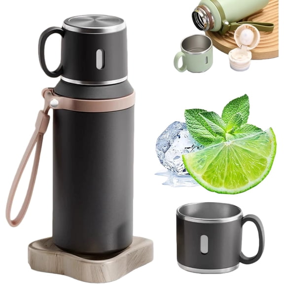 20oz Insulated Water Bottle with Cup Lid, 316 Stainless Steel Thermal Flask for Coffee, Travel