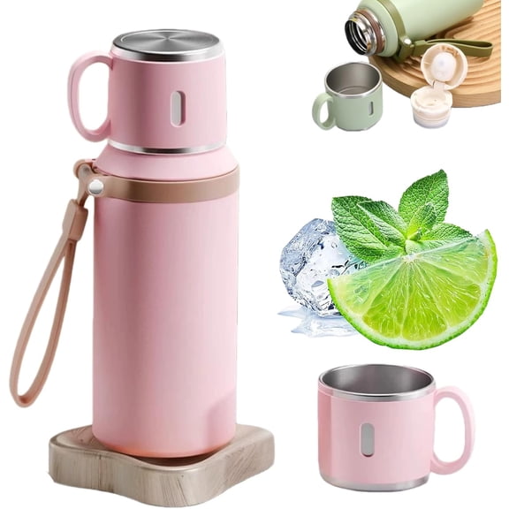 20oz Insulated Water Bottle with Cup Lid, 316 Stainless Steel Thermal Flask for Coffee, Travel