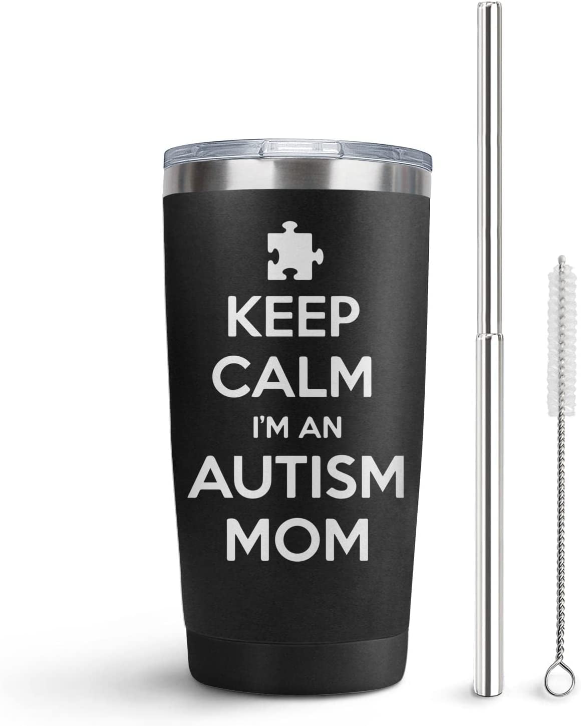 20oz Keep Calm I''m an Autism Mom Tumbler, Skinny Stainless Steel