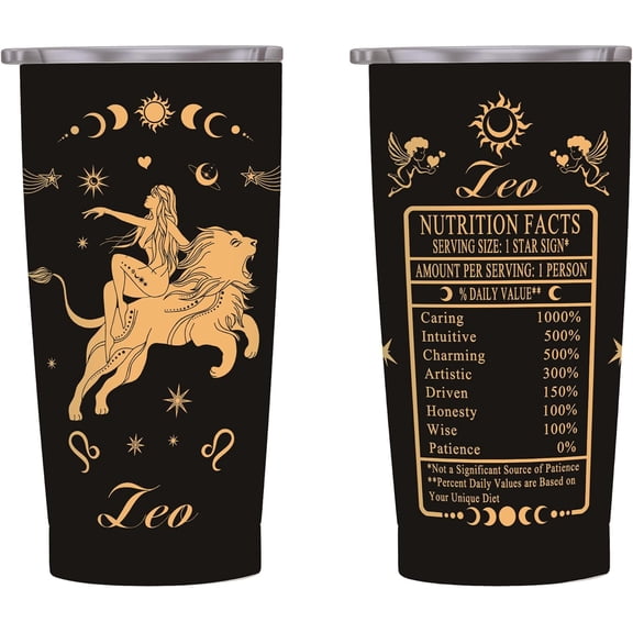 20oz Leo Constellations Tumbler Double Wall Vacuum Insulated Mugs, Mens Women Zodiac Coffee Wine Water Sublimation Mugs Car Cup Gifts