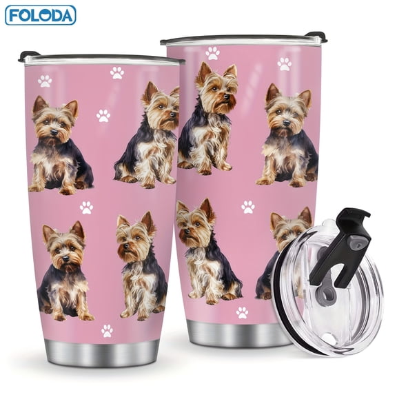20oz With Lid Yorkshire Terriers Cup Gift, Yorkshire Terriers Lovers Gifts for Women Men Birthday Christmas Gift, Insulated Tumbler Yorkshire Terriers Cup Tumbler Dog Breed Design