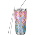 thumbnail image 1 of 20oz Mermaid Tail Tumbler Cup with Lid and Straw Fish Scales Stainless Steel Vacuum Insulated Double Wall Travel Iced Coffee Mug Vacuum Cup for Hot and Cold Drinks, 1 of 6