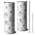 thumbnail image 1 of 20oz Minimalist Halloween Ghost Pattern Skinny Tumblers Stainless Steel Tumbler with Lid and Straw,Vacuum Insulated Double Wall Travel Tumbler Cups with Cleaning Brush for Coffee,Tea, 1 of 6