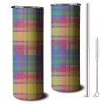 thumbnail image 1 of 20oz Multi Color Plaid Checkered Pattern Skinny Tumblers Stainless Steel Tumbler with Lid and Straw,Vacuum Insulated Double Wall Travel Tumbler Cups with Cleaning Brush for Coffee,Tea, 1 of 6
