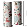 thumbnail image 1 of 20oz Multicolor Christmas Deer Pattern Skinny Tumblers Stainless Steel Tumbler with Lid and Straw,Vacuum Insulated Double Wall Travel Tumbler Cups with Cleaning Brush for Coffee,Tea, 1 of 6