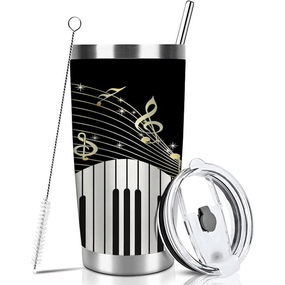 20oz Musical Instrument Tumbler Cup With Lid , Stainless Steel Double Wall Vacuum Thermos Insulated Travel Coffee Mug(Musical Instrument Tumbler)One Tumbler Cup