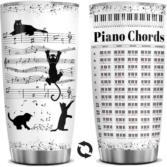 20oz Piano Tumbler, Music Tumbler, Gifts for Music Teachers, Piano Teacher Appreciation Gifts, Piano Gifts for Women Girls Friends Mom Daughter Sisters Girlfriend - Birthday Christmas Thank You