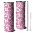 thumbnail image 1 of 20oz Pink Breast Cancer and Love Skinny Tumblers Stainless Steel Tumbler with Lid and Straw,Vacuum Insulated Double Wall Travel Tumbler Cups with Cleaning Brush for Coffee,Tea, 1 of 6