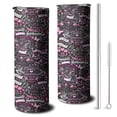 thumbnail image 1 of 20oz Pink Breast Cancer and Love Skinny Tumblers Stainless Steel Tumbler with Lid and Straw,Vacuum Insulated Double Wall Travel Tumbler Cups with Cleaning Brush for Coffee,Tea, 1 of 6