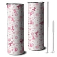thumbnail image 1 of 20oz Pink Breast Cancer and Pioneer Flower Skinny Tumblers Stainless Steel Tumbler with Lid and Straw,Vacuum Insulated Double Wall Travel Tumbler Cups with Cleaning Brush for Coffee,Tea, 1 of 6