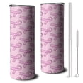 thumbnail image 1 of 20oz Pink Breast Cancer Skinny Tumblers Stainless Steel Tumbler with Lid and Straw,Vacuum Insulated Double Wall Travel Tumbler Cups with Cleaning Brush for Coffee,Tea, 1 of 6