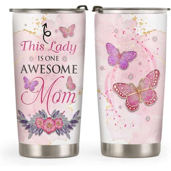 20oz Pink Jewelry Butterfly Gifts for Women, Wife, Mom, Daughter, Valentines Day Gifts for Her, Coffee Thermos Gifts, Cute Gifts, Awesome Mom Tumbler Cup, Insulated Travel Coffee Mug with Lid