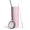 thumbnail image 1 of 20oz. Pink Ribbon Stainless Steel Tumbler with Lid and Metal Straw - Breast Cancer Survivor Gift - Women's Pink Week Gift, 1 of 7