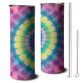 thumbnail image 1 of 20oz Pink Tie Dye Petal Mandala Pattern Skinny Tumblers Stainless Steel Tumbler with Lid and Straw,Vacuum Insulated Double Wall Travel Tumbler Cups with Cleaning Brush for Coffee,Tea, 1 of 6
