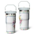 thumbnail image 1 of 20oz Pioneer Colorful Floral Stainless Steel Flip Straw Tumbler with Lid and Straw Spill Proof Travel Cup Double Wall Vacuum Insulated Coffee Mug with Top Handled White, 1 of 1