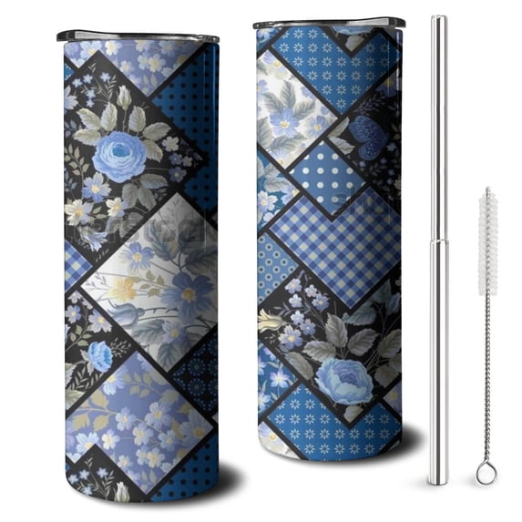 20oz Pioneer Flower Skinny Tumblers Stainless Steel Tumbler with Lid and Straw,Vacuum Insulated Double Wall Travel Tumbler Cups with Cleaning Brush for Coffee,Tea