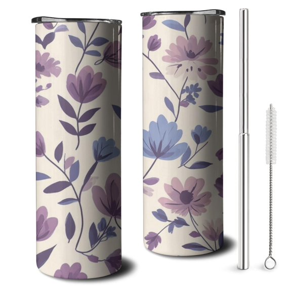 20oz Pioneer Flower Skinny Tumblers Stainless Steel Tumbler with Lid and Straw,Vacuum Insulated Double Wall Travel Tumbler Cups with Cleaning Brush for Coffee,Tea