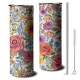 thumbnail image 1 of 20oz Pioneer Flower Skinny Tumblers Stainless Steel Tumbler with Lid and Straw,Vacuum Insulated Double Wall Travel Tumbler Cups with Cleaning Brush for Coffee,Tea, 1 of 6