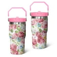 thumbnail image 1 of 20oz Pioneer Stainless Steel Tumbler with Top Handle,Colorful Floral Travel Coffee Mug Flip Straw Cup,Gifts for Women Girls Men Adults（pink）, 1 of 1