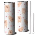 thumbnail image 1 of 20oz Pomeranian Dogs with Hearts Skinny Tumblers Stainless Steel Tumbler with Lid and Straw,Vacuum Insulated Double Wall Travel Tumbler Cups with Cleaning Brush for Coffee,Tea, 1 of 6