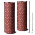 thumbnail image 1 of 20oz Red Christmas Tree Pattern Skinny Tumblers Stainless Steel Tumbler with Lid and Straw,Vacuum Insulated Double Wall Travel Tumbler Cups with Cleaning Brush for Coffee,Tea, 1 of 6