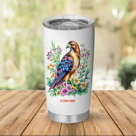 20oz Red-Tailed Hawk Travel Tumbler With Handle, Straw & Lid - Stainless Steel Insulated Mug - Personalized Bird Gift For Girls And Women Kwz0a8