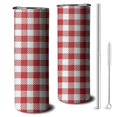 thumbnail image 1 of 20oz Red and White Plaid Pattern Skinny Tumblers Stainless Steel Tumbler with Lid and Straw,Vacuum Insulated Double Wall Travel Tumbler Cups with Cleaning Brush for Coffee,Tea, 1 of 6
