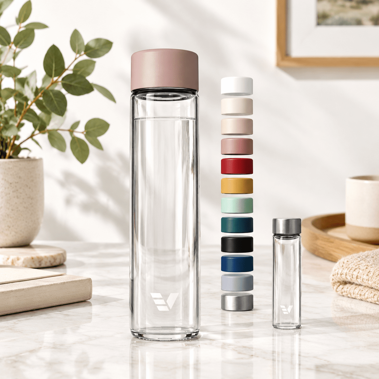 20oz Rose Pink Single Wall Borosilicate Glass Water Bottle with ...