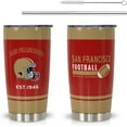 thumbnail image 1 of 20oz San Red Francisco City Print Stainless Steel Tumbler for Men Women Sports Travel Mug Keeps Drinks Cold & Hot Gift for Football Fans, 1 of 6