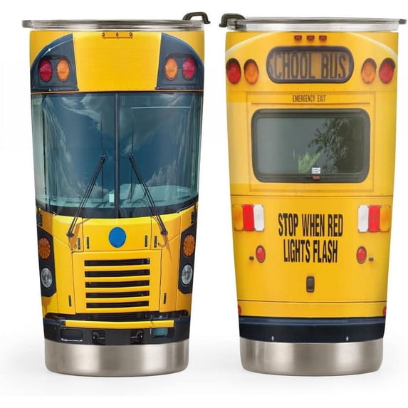 20oz School Bus Tumbler, Bus Drivers, Back to School Gifts, Coffee Thermos for Men, Stainless Steel Double Wall Vacuum Insulated Coffee Mug, Travel Cup with Lid