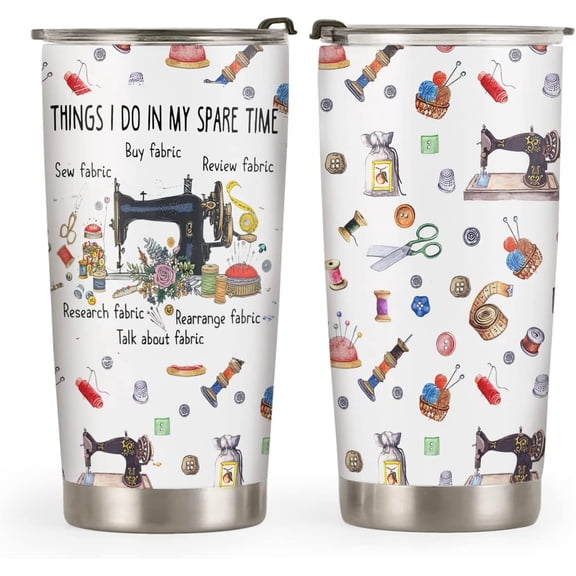 20oz Sewing Gifts for Women, Valentines Day Gifts for Her, Unique Birthday Gifts for Women, Mom, Daughter, Friends, Inspirational Gifts Sewing Tumbler Cup, Insulated Travel Coffee Mug with Lid