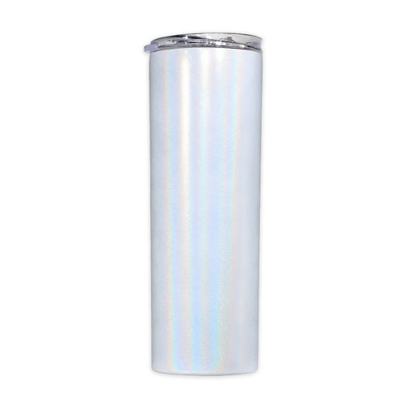 JPPlus 20oz Shimmer Tumbler for Easy Customization. Slight Taper. Ideal for Sublimation, Vinyl, & UV-LED Printing. Includes Sliding Lid, Stainless Straw (1, Shimmer White)