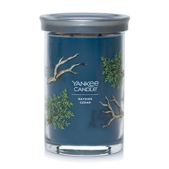 20oz Signature Tumbler Bayside Cedar - Yankee Candle: Soy Wax Blend, Glass Jar, 100hr Burn, Dual Wick, Musk Bergamot Scent