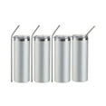 thumbnail image 1 of Craft Express Sublimation Printing Stainless Steel Tumblers - 20 oz, Silver Glitter, Set of 4, 1 of 4