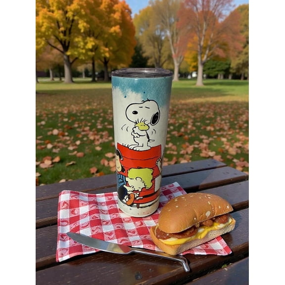 20oz Skinny Tumbler Snoopy, 20oz Stainless Steel Travel Cup Cute Colorful Coffee Cup, Gift for Her or Him