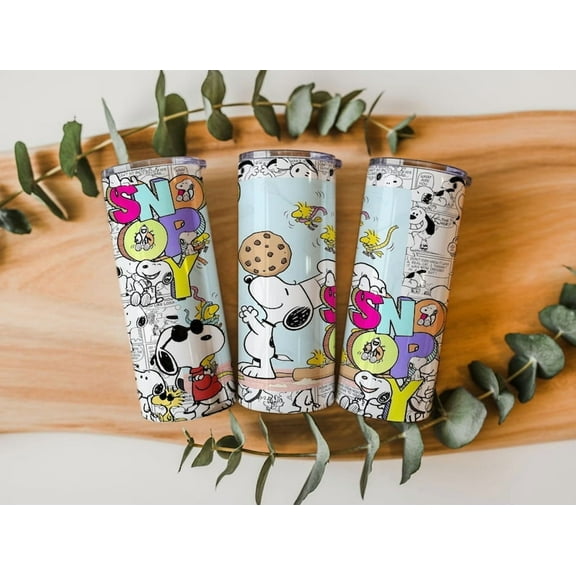 20oz Skinny Tumbler Snoopy, Peanuts Cookie Tumbler, Tumbler Gift Fan