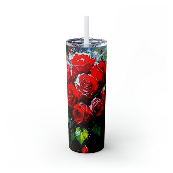 20oz Skinny Tumbler with Straw Stainless Steel Insulated Drink Travel Cup