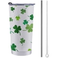 thumbnail image 1 of 20oz St.patrick's Day Clover with Shamrock Stainless Steel Tumbler with Lid and Straw, Insulated Coffee Tumbler Cup Travel Mug for Mom Dad Gift Valentines Day Gifts, 1 of 6