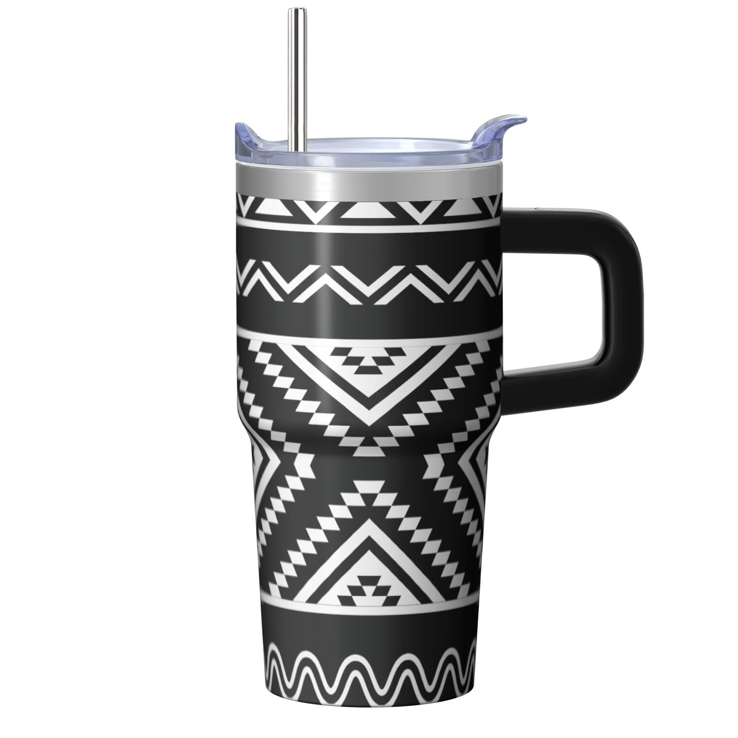 20oz Stainless Steel Insulated Mug with Lid and Straw, Bohemian Design ...