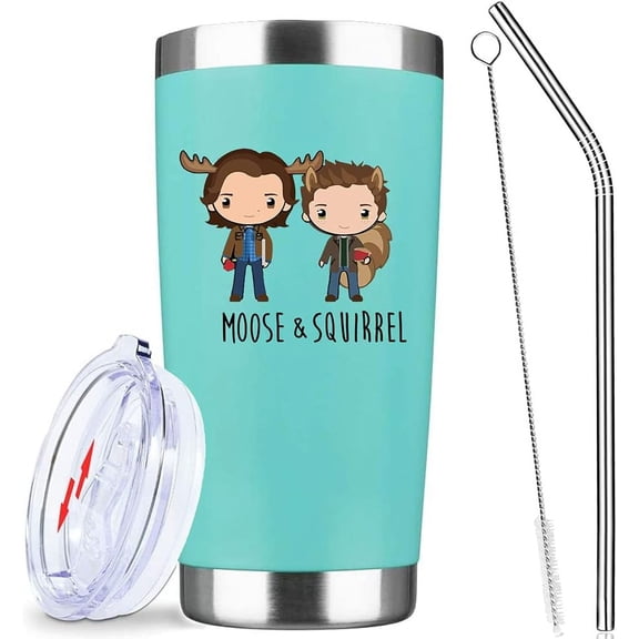 20oz Stainless Steel Insulated Pattern Cup with Lid Coffee Mug - Sam & Dean Green Mint Vacuum Mug Double Wall Large Travel Tumbler Birthday Valentines Day Gifts Idea for Her Him