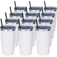 thumbnail image 1 of 20oz Stainless Steel Tumbler with Lid, Double Wall Vacuum Coffee Cup, Travel Mug for Ice Drink & Hot Beverage, Insulation Travel Tumbler Cup with Straws, White / 12 PACK, 1 of 5