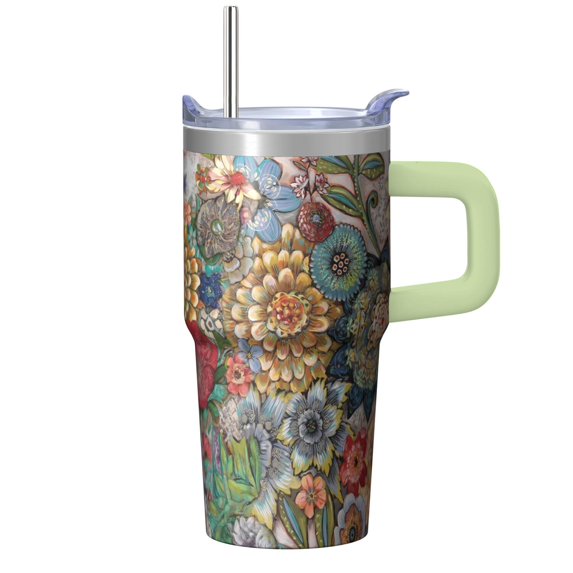 20oz Stainless Steel Tumbler with Lid & Straw - Double Wall Vacuum ...