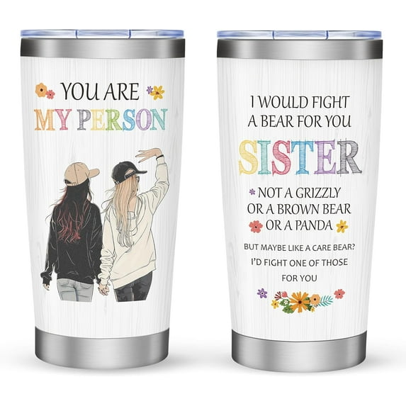 20oz Stainless Steel Tumbler Travel Mug Birthday Friendship Gift for Sister Ideal for Women Best Friends Perfect for Soul Besties