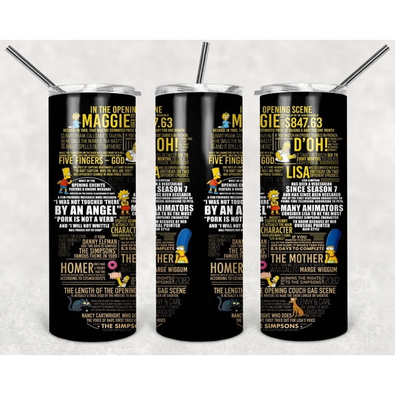 20oz Stainless Steel Tumbler with Homer Simpson Facts