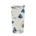 thumbnail image 1 of 20oz Stainless Steel Tumbler with Straw, Double Wall Insulated Travel Tumbler Blue Watercolor Butterflies, 1 of 7