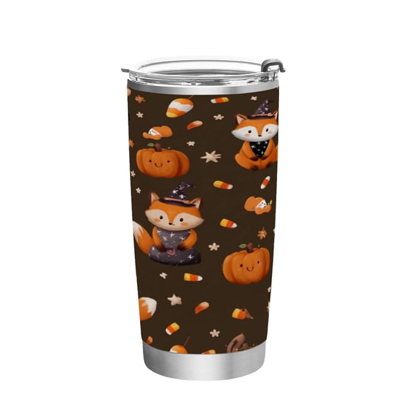20oz Stainless Steel Tumbler with Straw, Double Wall Insulated Travel Tumbler Cute Foxes in Cute Costumes