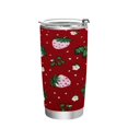 thumbnail image 1 of 20oz Stainless Steel Tumbler with Straw, Double Wall Insulated Travel Tumbler Cute Pink Strawberry Pattern, 1 of 7